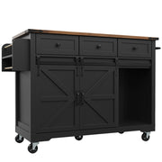Isola cucina 140x45 cm pieghevole con 3 cassetti e ante scorrevoli; MDF; nero