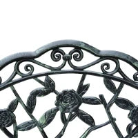 Panca da Giardino 2 Posti in Ghisa e Alluminio, Stile Rétro con Decorazioni Floreali, Resiste alle Intemperie
