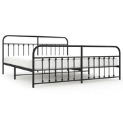 Letto matrimoniale | Letto per adulti | Giroletto con Testiera e Pediera Metallo Nero 193x203 cm