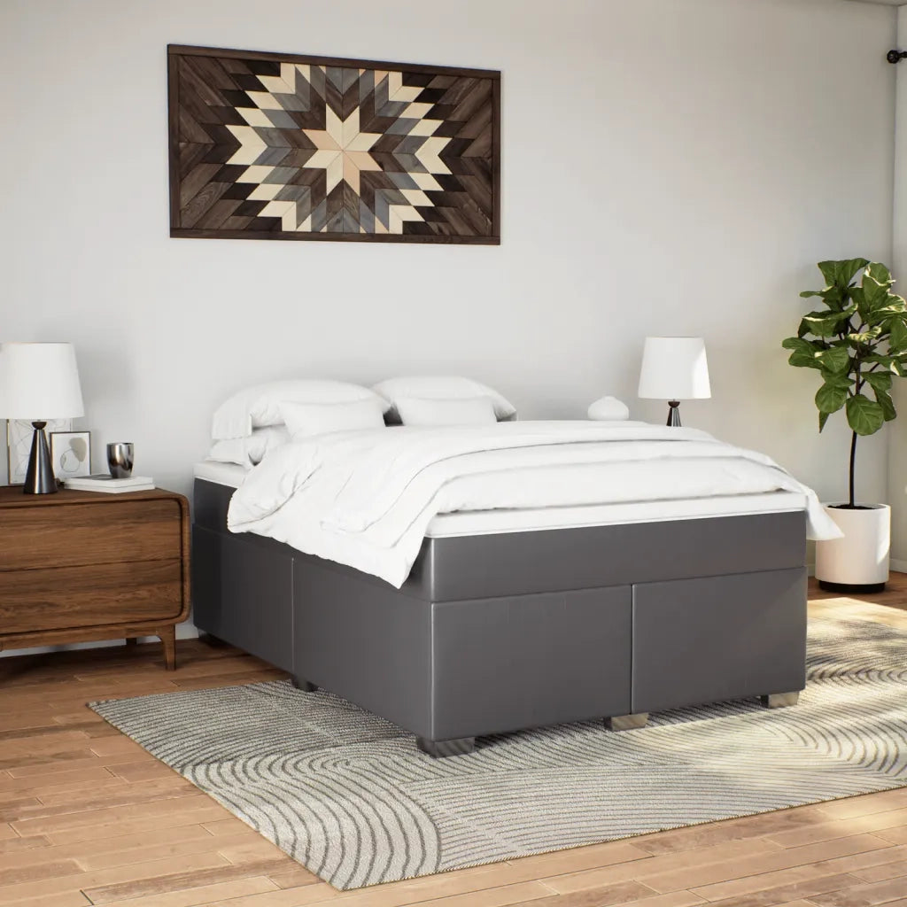 Giroletto a Molle con Materasso Grigio 140x200 cm in Similpelle
