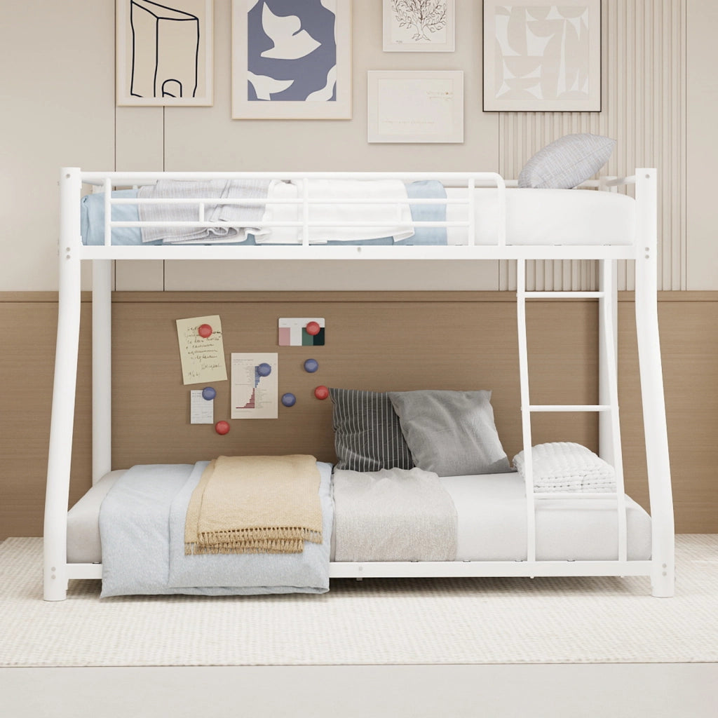 Letto a castello twin over full in ferro bianco 105x200 cm