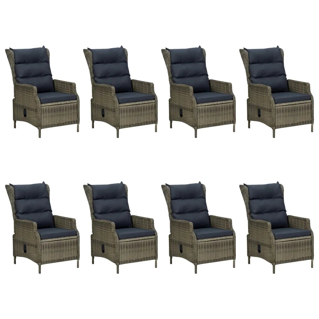 Set da Pranzo da Giardino 9 pz con Cuscini in Polyrattan Marrone 3060146