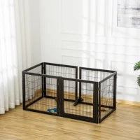 Recinzione per Cani Pieghevole, Legno di Pino, 432 x 36 x 70cm, Nero