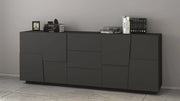 Credenza 4 Ante 3 Cassetti 220x44x86 cm Pongo 4A 3C Grigio Antracite Opaco