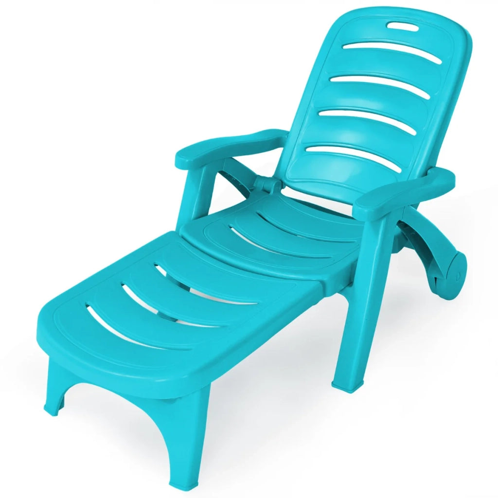 Chaise longue pieghevole con schienale reclinabile 127,5 x 75,5 x 105,5 cm comoda e pratica per patio o giardino blu PP 20_0011251