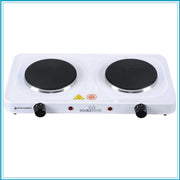 Fornello Elettrico 2 Piastre Bianco con Termostato 2 x 1000 Watt Pyramidea