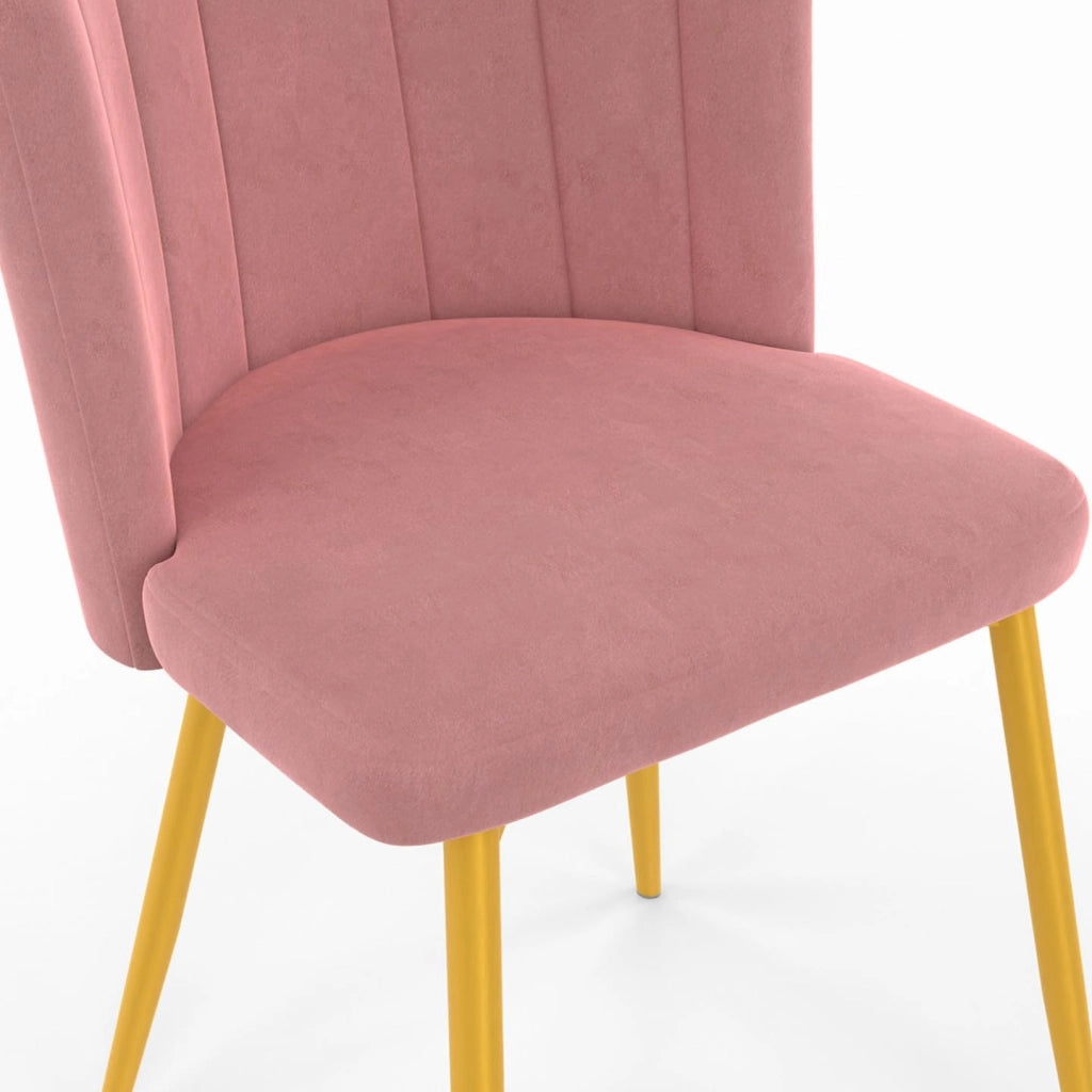 Set di 2 sedie a conchiglia ADELLA in velluto rosa con gambe dorate