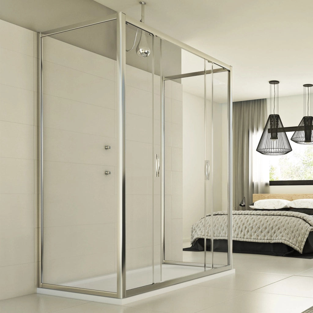 Box Doccia 3 lati 75x140x75 CM H198 trasparente mod. Young Trio 2 Ante