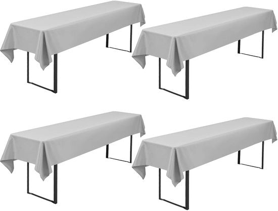 Set da tavolo per esterni 4 pezzi 110 x 260 cm, tessuto in poliestere, lavabile e resistente, adatto per feste all'aperto, compleanni o grigliate (grigio chiaro)