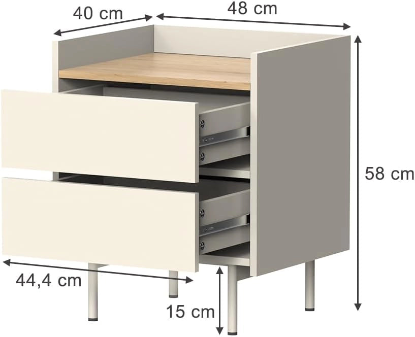 Comodino Velina, Crema, Set di 2