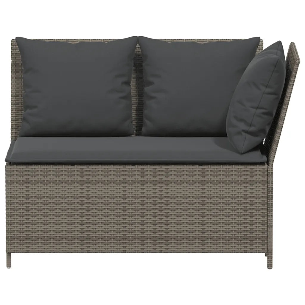 Set Divani da Giardino 3 pz | Set Salotto da Giardino con Cuscini Grigio in Polyrattan