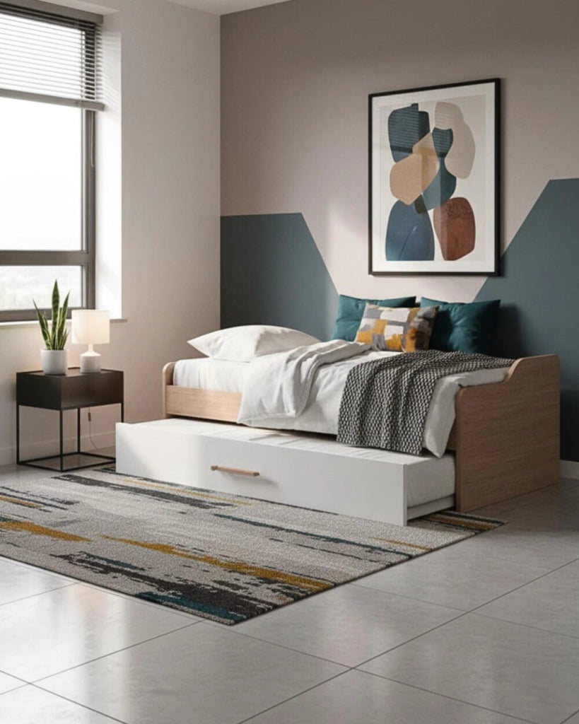 Doomostore. Doppio Letto a Ponte Estraibile con Doppia Rete a doghe, Doppio Letto Olmo e Bianco 80 x 190 cm.