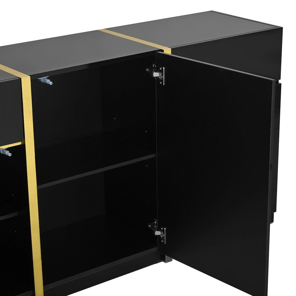 Credenza Moderna ¨C MINIMAL ¨C Bianco Lucido, 3 Ante e 2 Cassetti, Soggiorno e Ingresso