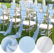 Decorazione per sedili in chiffon blu, 100 x 150 cm, elegante per matrimoni, feste e eventi, materiale riutilizzabile per hotel, ristoranti e feste