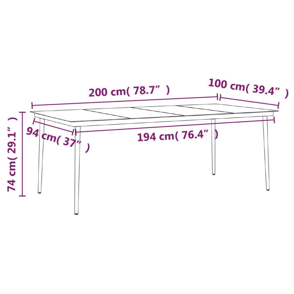 Set da Pranzo da Giardino 7 pz con Cuscini Nero cod mxl 44613