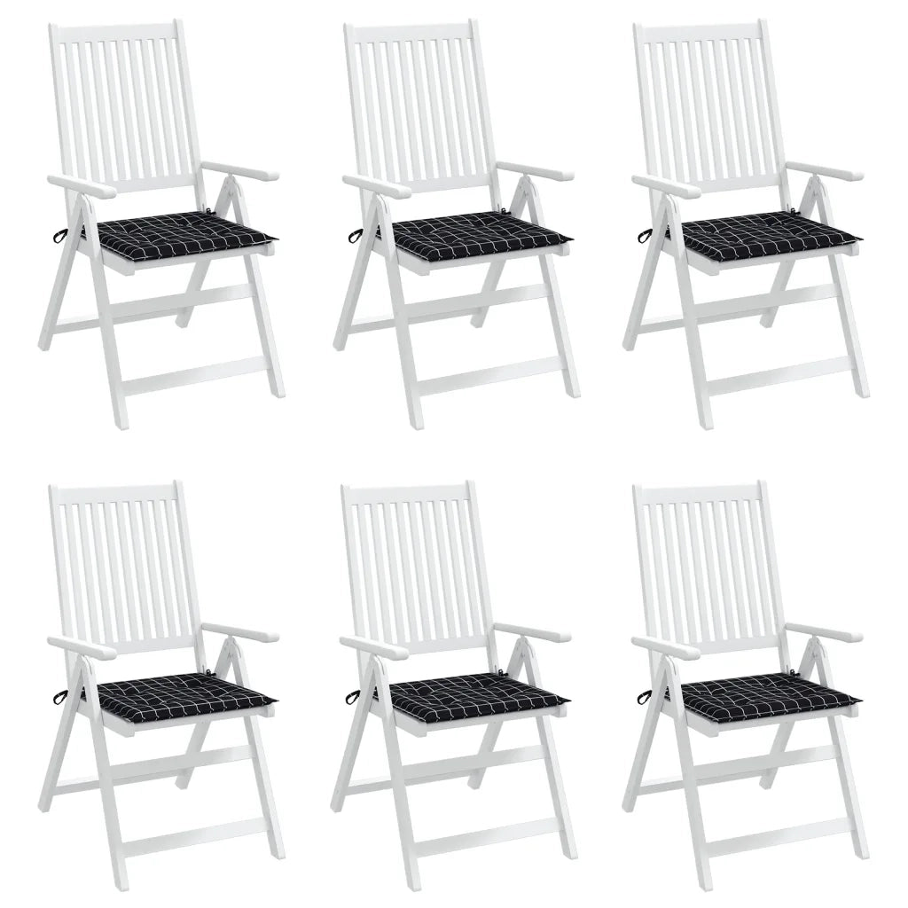 Cuscini per Sedia 6 pz Motivo a Quadri Nero 50x50x4cm Tessuto 361082