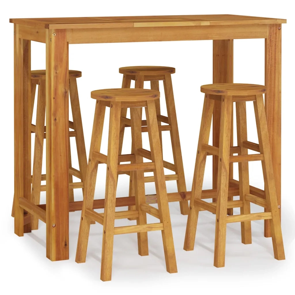 Set da Bar da Giardino 5 pz | Set Salotto da Giardino in Legno Massello di Acacia