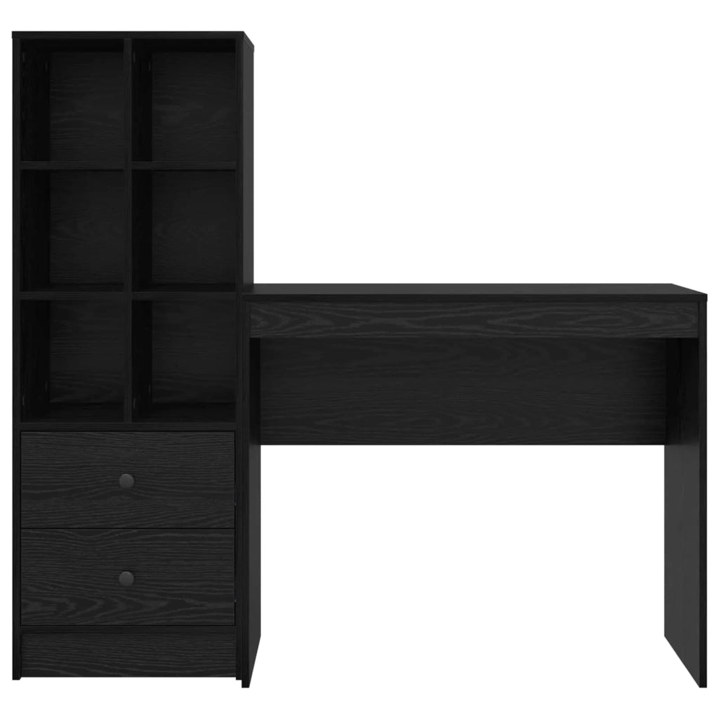 Scrivania con cassetto con lo scaffale 2 pcs Rovere Nero 3337322