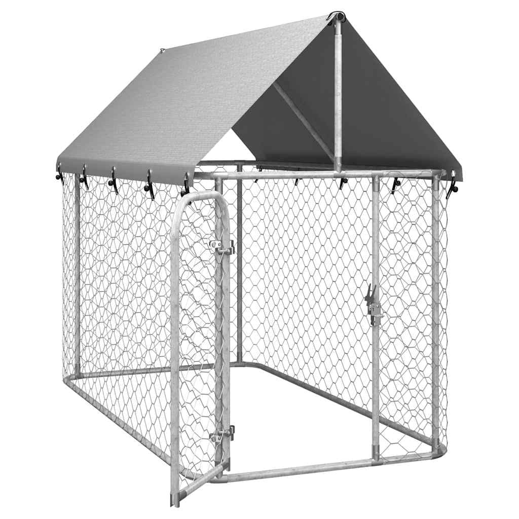 Cuccia/gabbia/recinto per animali domestici da esterno con tetto 200 x 100 x 150 cm argento 02_0041906