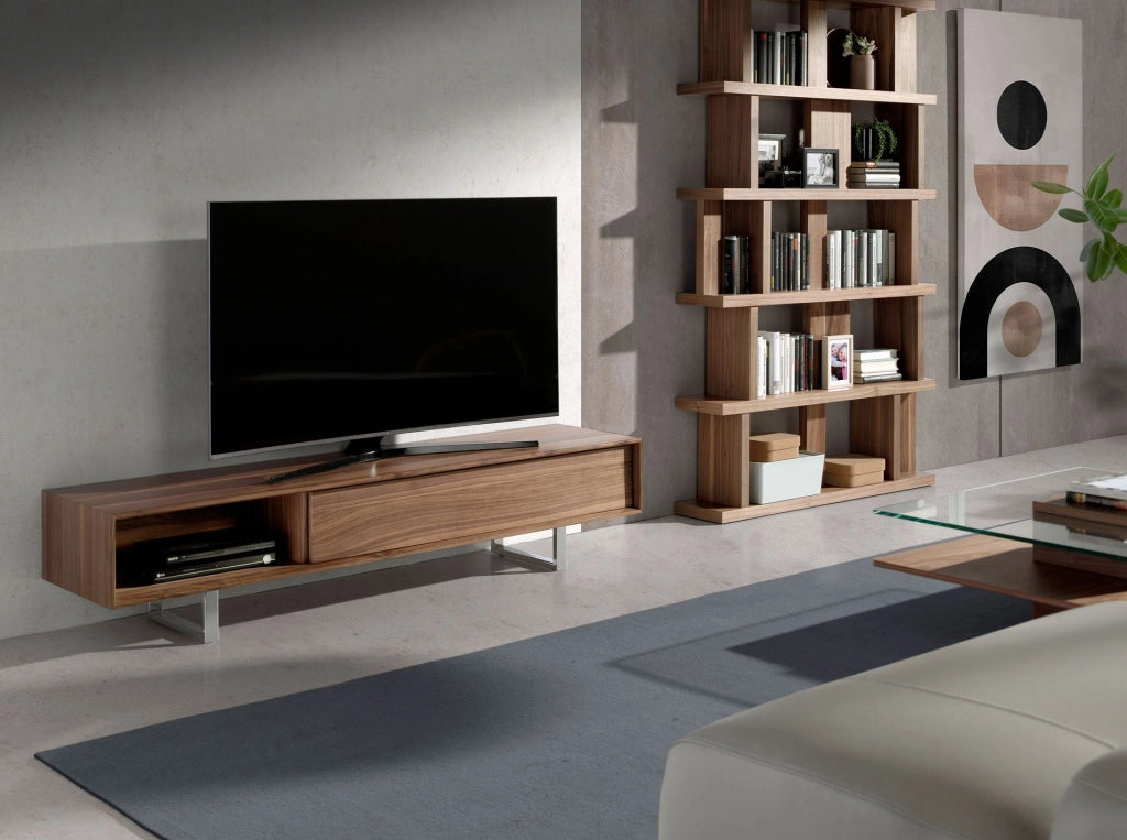 Mobile TV noce e acciaio cromato