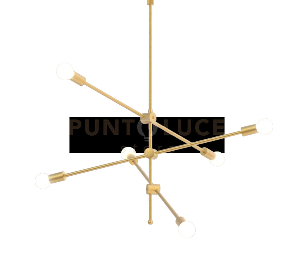 ANNA-6 Lampadario a sospensione 6 luci ottone spazzolato attacco E27