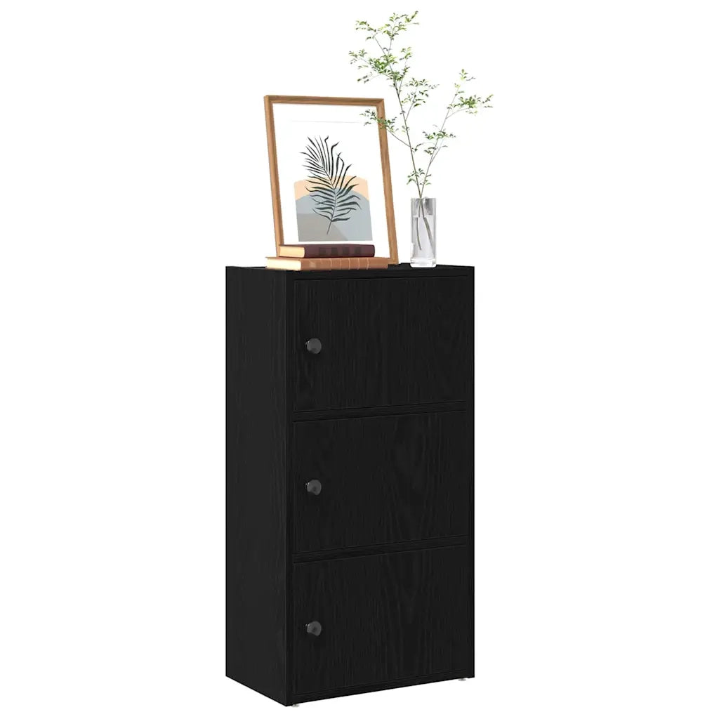 Libreria-Scaffale per Libri-Mobile di Stoccaggio Rovere Nero 40x24x77 cm in Legno Multistrato