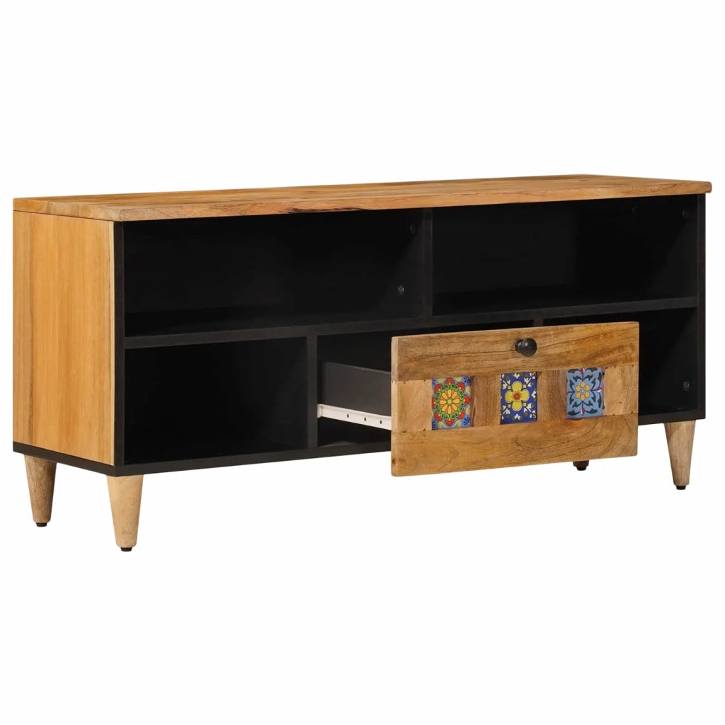Mobile TV Naturale 100 x 33 x 46 cm Legno di mango massello