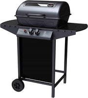 Barbecue a Gas 2 Fuochi John Fuoco Principale da 5,5 kW Accensione Piezoelettrica in Acciaio Smaltato Nero