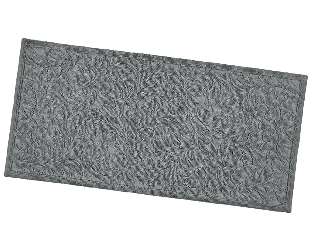 Tappeto Morbido Cotone 63x140 cm Scendiletto Bagno Camera Assorbente Antiscivolo Grigio Scuro