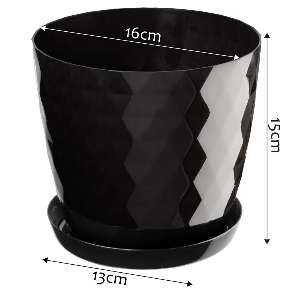 Vaso da fiori KADAX con supporto, coperchio rotondo, plastica, nero, 16 cm