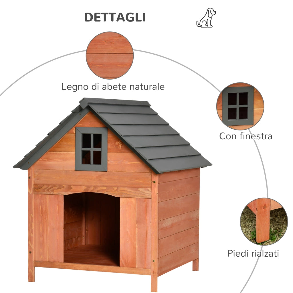 Cuccia per Cani da Esterno in Legno di Abete ¨C zephmum ¨C Grigio 81.3x91.5x98.5 cm