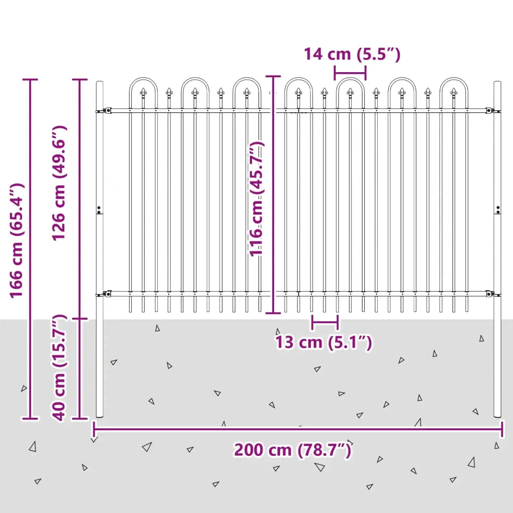 Recinzione da Giardino | Recinzione ad arco a picchetto DRONTEN Nero
