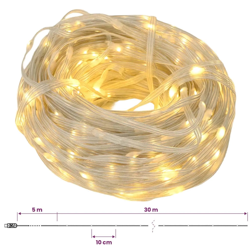 Luci a corda 300 LED Bianco caldo 30 m 42054097