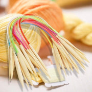 Set di Aghi per Cucire a Maglia da 18 pezzi - Aghi a Doppio Punta in Bambù - Aghi a Maglia Circolari - Set di Aghi per Cucire a Maglia - 40 cm/15,7 pollici - Qualità Professionale - Cucire a Maglia