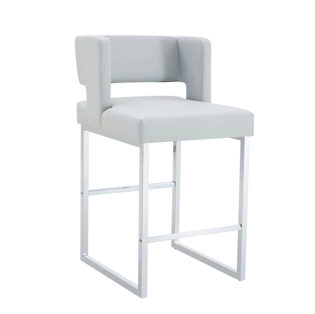 Sgabello da bar 91;4 cm con seduta imbottita in PU e gambe in metallo; grigio chiaro