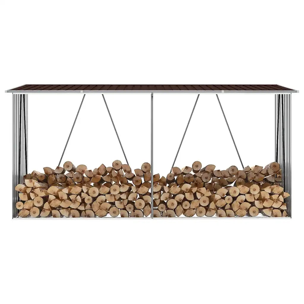 Capannone da Giardino in Acciaio Zincato 330x84x152cm Marrone 47084