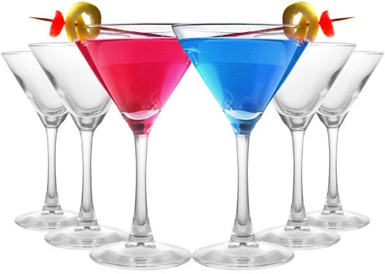 Set di bicchieri da cocktail - 6 pezzi - 190 ml - Ideale per feste - Bicchieri eleganti - Adatti per cena e matrimoni - Riflessi luminosi