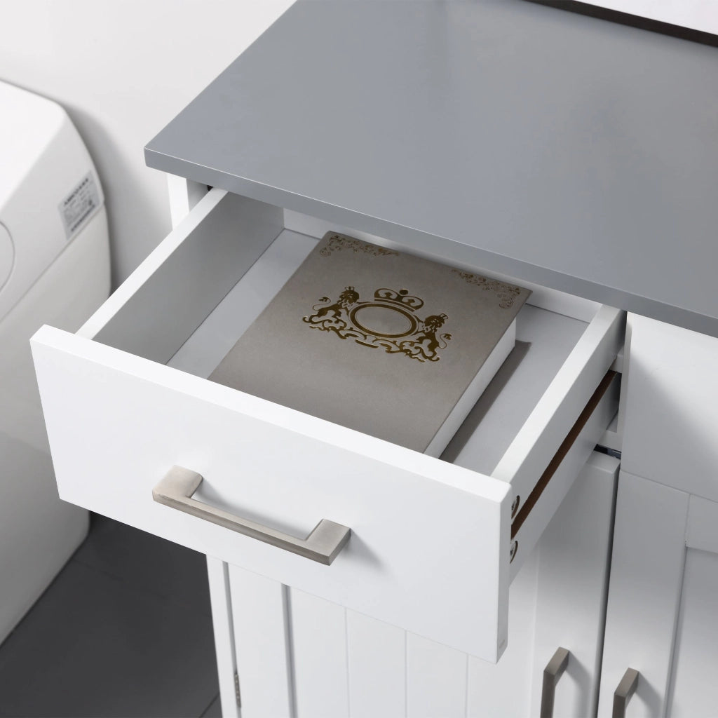 Mobiletto Bagno 2 Ante 2 Cassetti 1 Ripiano 68x33x76 cm in MDF Bianco