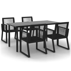 Set da Pranzo da Giardino 5 pz Nero in Rattan PVC 3156544