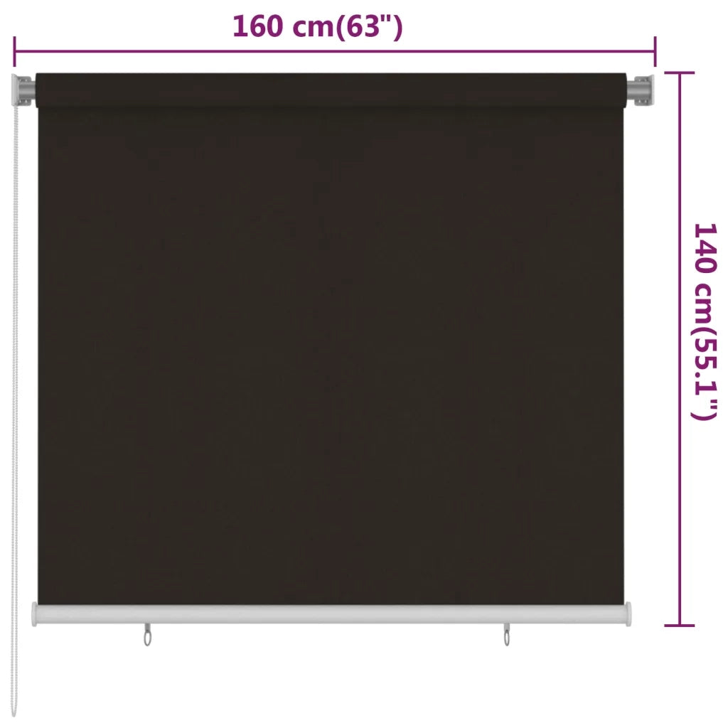 Tenda a Rullo per Esterni 160x140 cm Marrone HDPE 312970