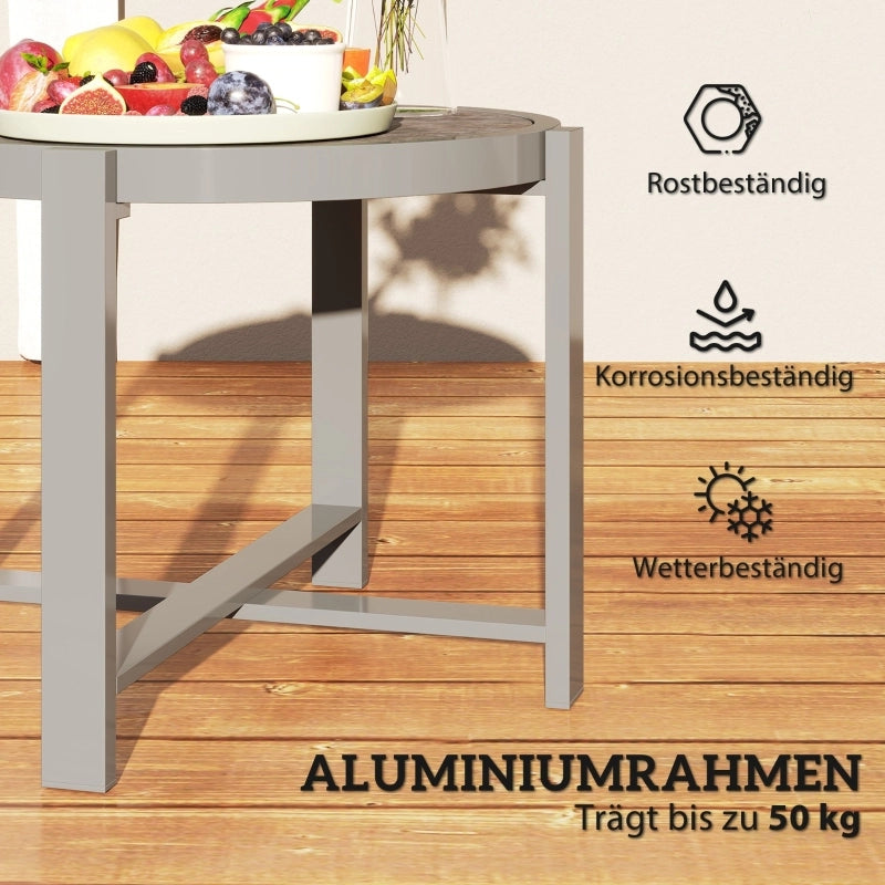 Tavolino da Caff¨¨ Rotondo ¨C MINIMAL ¨C Effetto Marmo, Alluminio, Grigio
