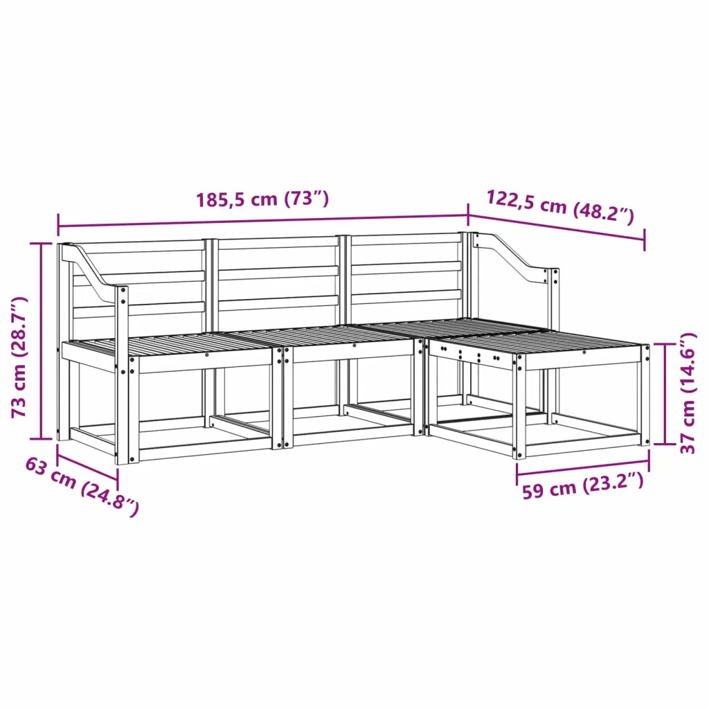 Set di divani da esterno 4 pcs Bianco 185,5 x 122,5 x 73 cm 3387468