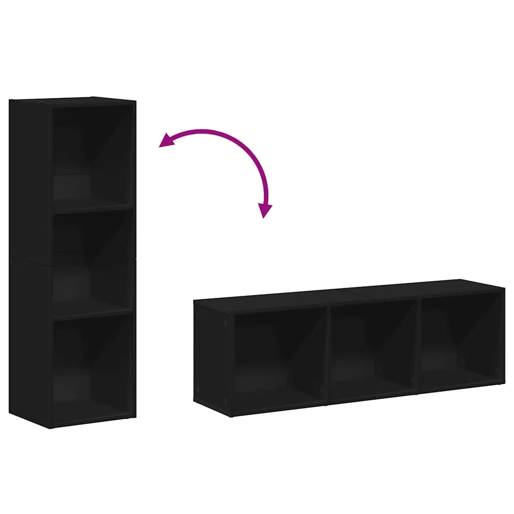 Libreria-Mobile TV Nero 36x30x114 cm in Legno Multistrato
