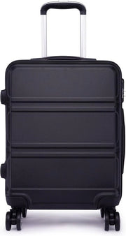 Valigetta, carrello con piastra rigida, bagaglio a mano, ruote doppi, leggero, ABS, con chiusura a cifre, 55 cm, nero