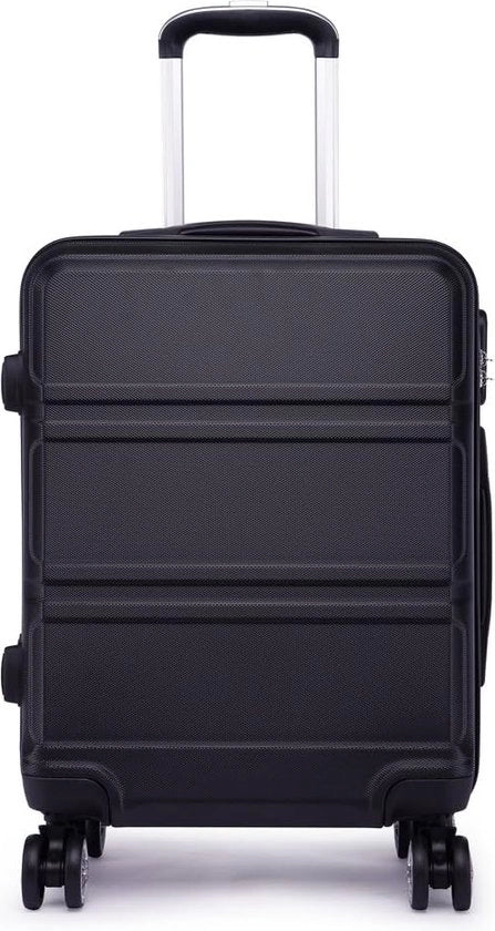 Valigetta, carrello con piastra rigida, bagaglio a mano, ruote doppi, leggero, ABS, con chiusura a cifre, 55 cm, nero