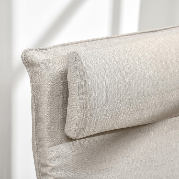 Poltrona Relax con Pouf 67x69x100 cm Cuscino Poggiatesta in Tessuto Effetto Lino Grigio