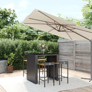 Set Bar Giardino 5 pz Nero Polyrattan e Legno Massello Acacia 3187684