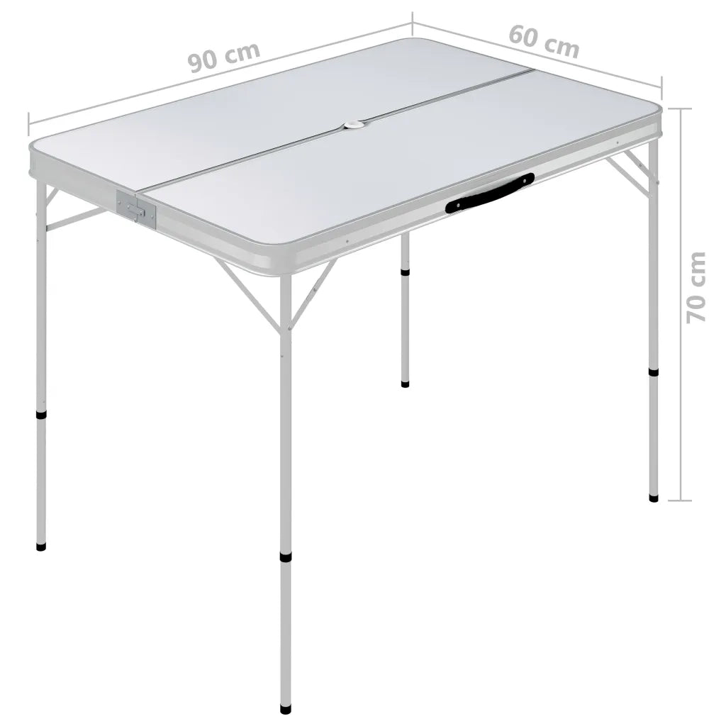 Tavolo da Campeggio Pieghevole con 2 Panche in Alluminio Bianco CFW7962458