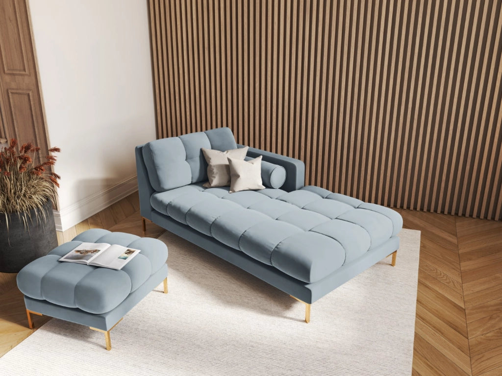 Cosmopolitan Design - Pouf "Bali" in velluto azzurro 