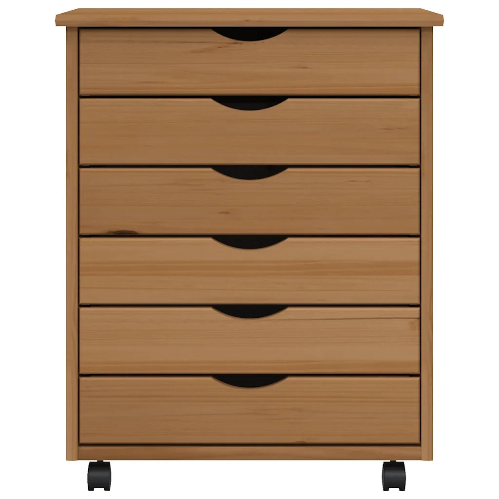 Carrello portaoggetti con cassetti 53 x 39 x 65,5 cm ampio e pratico spazio contenitivo stile rustico legno di pino color miele 02_0047159